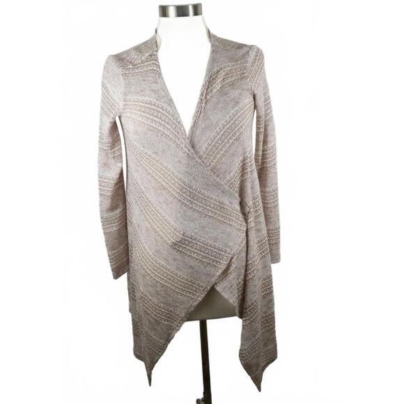 Bobeau Womens Sheer Knit Beige Tunic Shrug Cardigan Sweater Small - Picture 2 of 8